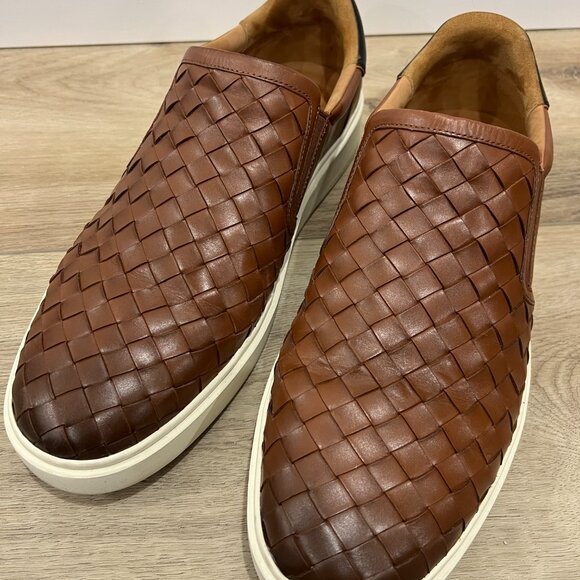 Current ALLEN EDMONDS Brown Leather Weave Loafer Shoes sz 13 EEE - Picture 2 of 7